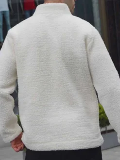 Veste Polaire Pour Homme Manteau Poches À Glissière Éclaire Chaud Confortable