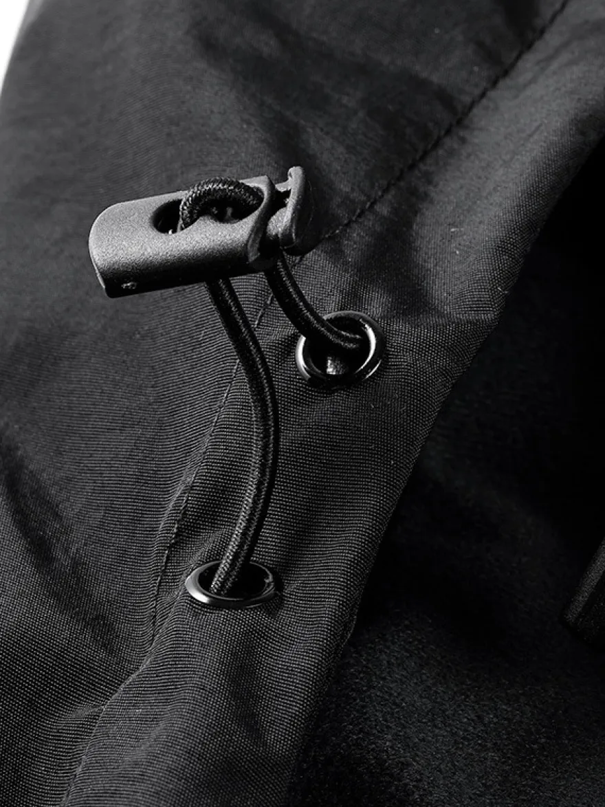 Veste Pour Homme À Capuche Fermeture Éclair En Polyester Décontracté Imperméable