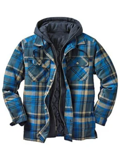 Veste Pour Homme Plaid Coton Fibres Moderne