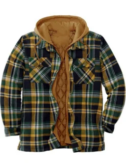 Veste Pour Homme Plaid Coton Fibres Moderne