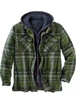 Veste Pour Homme Plaid Coton Fibres Moderne