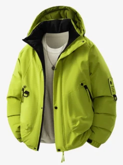 Vestes à capuche pour hommes manteaux d'hiver patchwork à manches longues