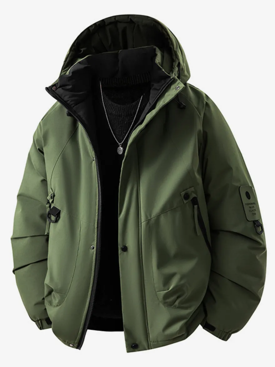 Vestes à capuche pour hommes manteaux d'hiver patchwork à manches longues