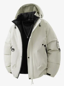 Vestes à capuche pour hommes manteaux d'hiver patchwork à manches longues