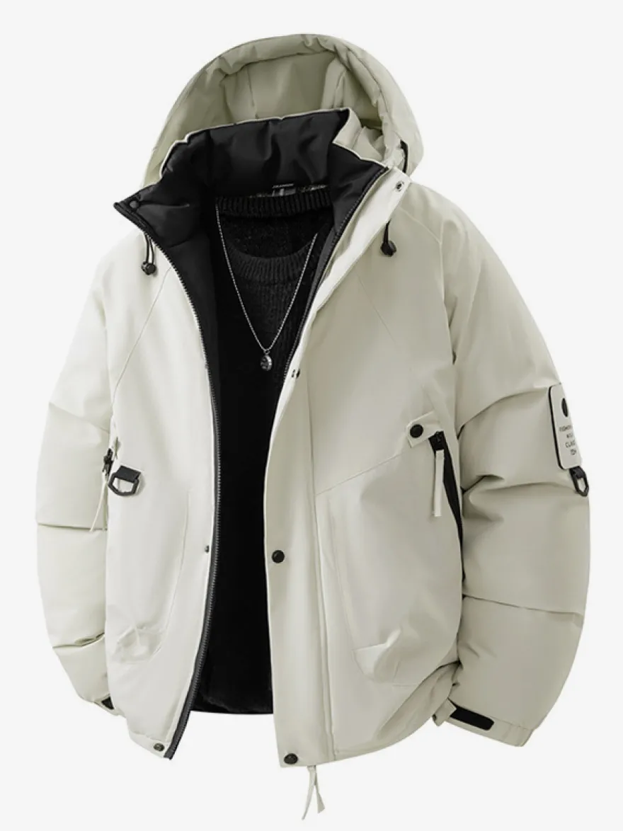 Vestes à capuche pour hommes manteaux d'hiver patchwork à manches longues