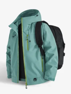 Vestes d'extérieur à capuche pour hommes manteaux coupe-vent pour couple avec poche poitrine zippée unique et poches latérales zippées
