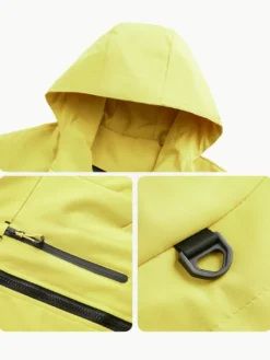 Vestes d'extérieur à capuche pour hommes manteaux coupe-vent pour couple avec poche poitrine zippée unique et poches latérales zippées