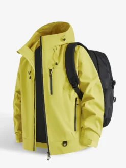 Vestes d'extérieur à capuche pour hommes manteaux coupe-vent pour couple avec poche poitrine zippée unique et poches latérales zippées