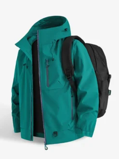 Vestes d'extérieur à capuche pour hommes manteaux coupe-vent pour couple avec poche poitrine zippée unique et poches latérales zippées