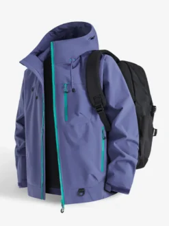 Vestes d'extérieur à capuche pour hommes manteaux coupe-vent pour couple avec poche poitrine zippée unique et poches latérales zippées