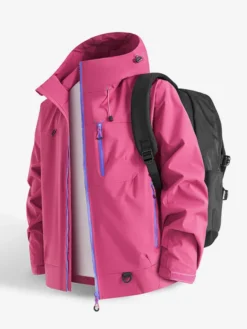 Vestes d'extérieur à capuche pour hommes manteaux coupe-vent pour couple avec poche poitrine zippée unique et poches latérales zippées