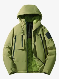 Vestes En Doublure Chaud Hiver Chic Beige Noir Glissière Éclaire Décontracté