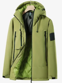Vestes En Doublure Chaud Hiver Chic Beige Noir Glissière Éclaire Décontracté