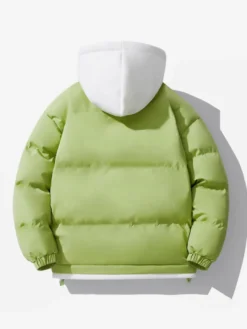 Vestes En Doublure Chaud Hiver Chic Noir Glissière Éclaire Décontracté à capuche