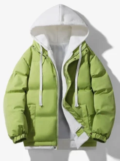 Vestes En Doublure Chaud Hiver Chic Noir Glissière Éclaire Décontracté à capuche