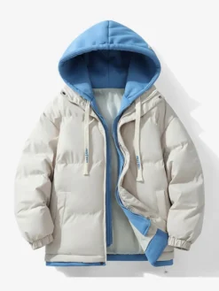 Vestes En Doublure Chaud Hiver Chic Noir Glissière Éclaire Décontracté à capuche