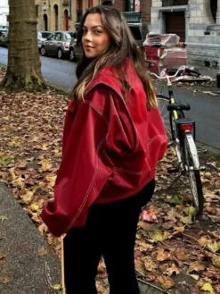 Vestes femmes col rabattu fermeture éclair décontracté manches bouffantes