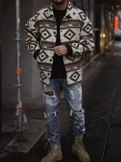 Vestes Homme Manteaux Manteaux Homme Col Rabattu Chic écru blanc Moderne
