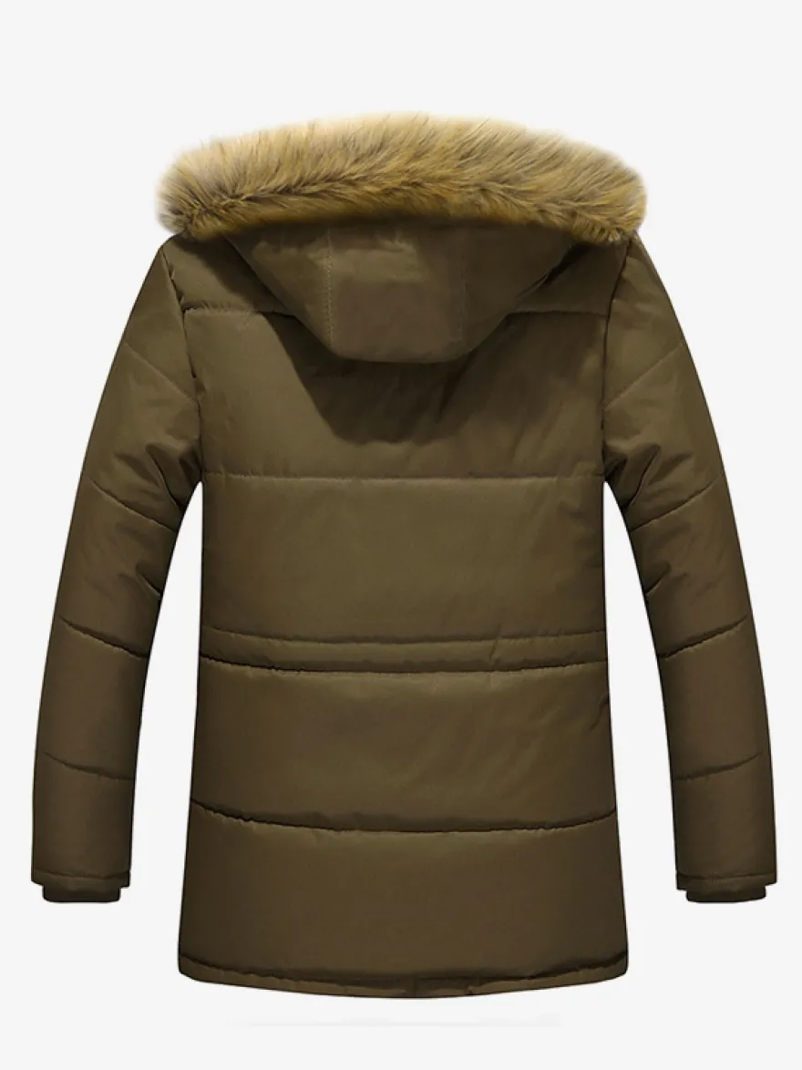 Vestes Pour Hommes Manteaux À Capuche Fausse Fourrure Parka Décontracté
