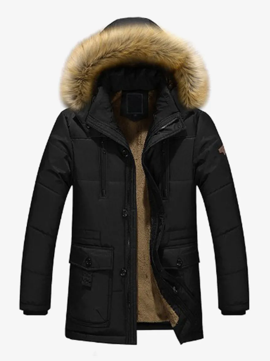 Vestes Pour Hommes Manteaux À Capuche Fausse Fourrure Parka Décontracté