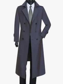 Vestes pour hommes Manteaux Double boutonnage Col rabattu Confortable Kaki Mode