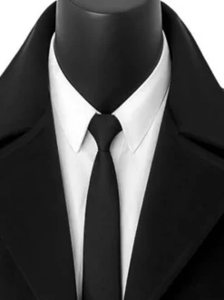 Vestes Pour Hommes Manteaux Double Boutonnage Col Rabattu Chic Noir