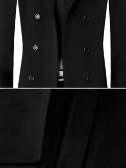 Vestes Pour Hommes Manteaux Double Boutonnage Col Rabattu Chic Noir