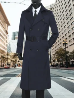 Vestes Pour Hommes Manteaux Double Boutonnage Col Rabattu Confortable Café Marron