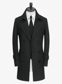 Vestes Pour Hommes Manteaux Double Boutonnage Col Rabattu Confortable Gris Chic