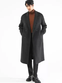Vestes Pour Hommes Manteaux Hiver Col Rabattu À Revers Noir Chesterfield