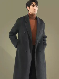 Vestes Pour Hommes Manteaux Hiver Col Rabattu À Revers Noir Chesterfield