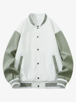 Veste universitaire pour hommes grande taille décontractée manches longues cardigan ample vestes de baseball
