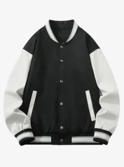 Veste universitaire pour hommes grande taille décontractée manches longues cardigan ample vestes de baseball