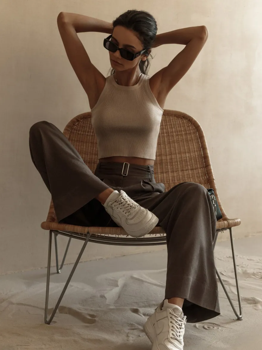 Violet Cami Top Col Rond Chic Femmes Camisoles