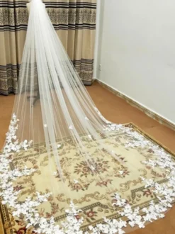 Voile cascade de mariée voile à traîne blanche