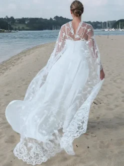 Voile de mariage à un niveau avec bordure en dentelle et fleurs