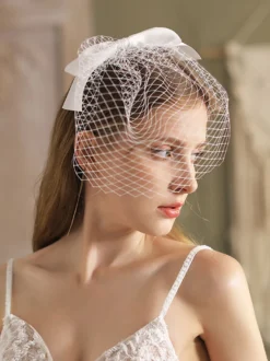 Voiles de mariage Nœuds Voile de mariée en filet à un niveau