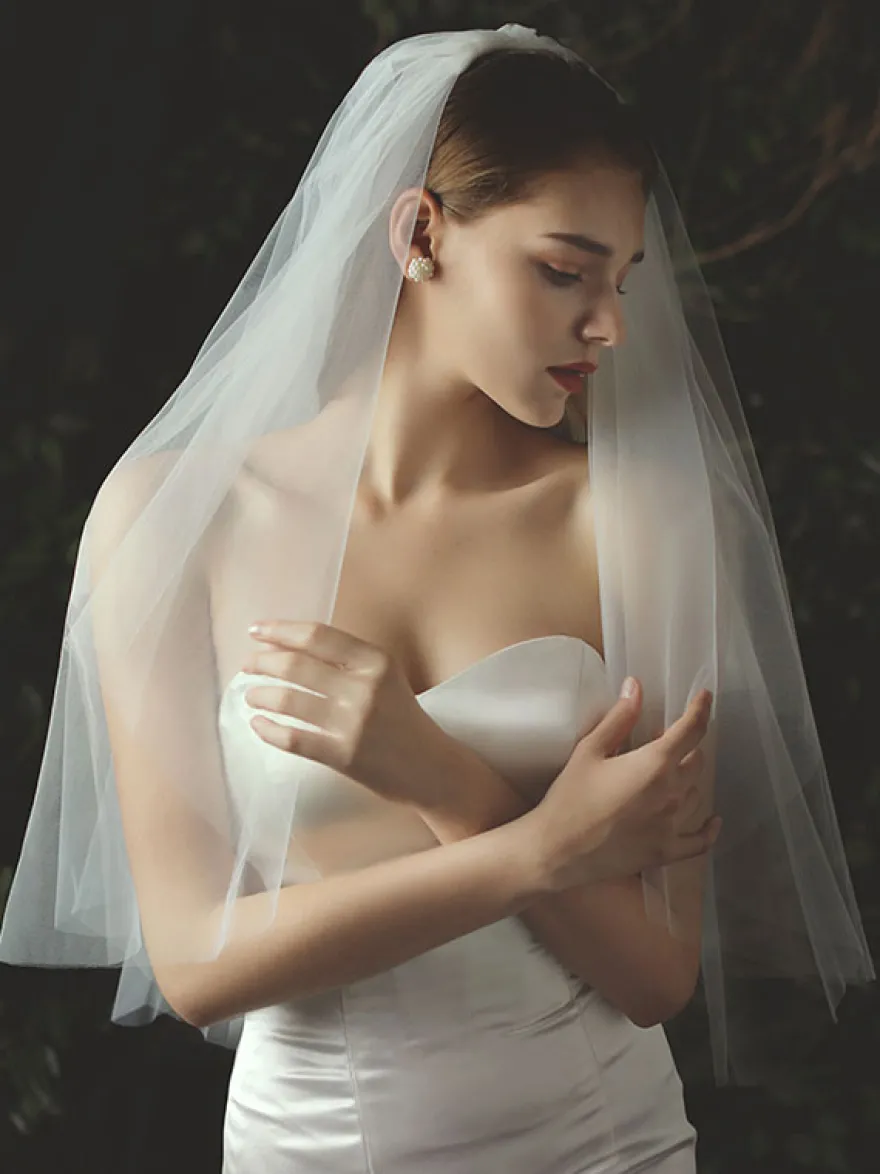 Voiles de mariage Voiles de mariée classiques en tulle à deux niveaux