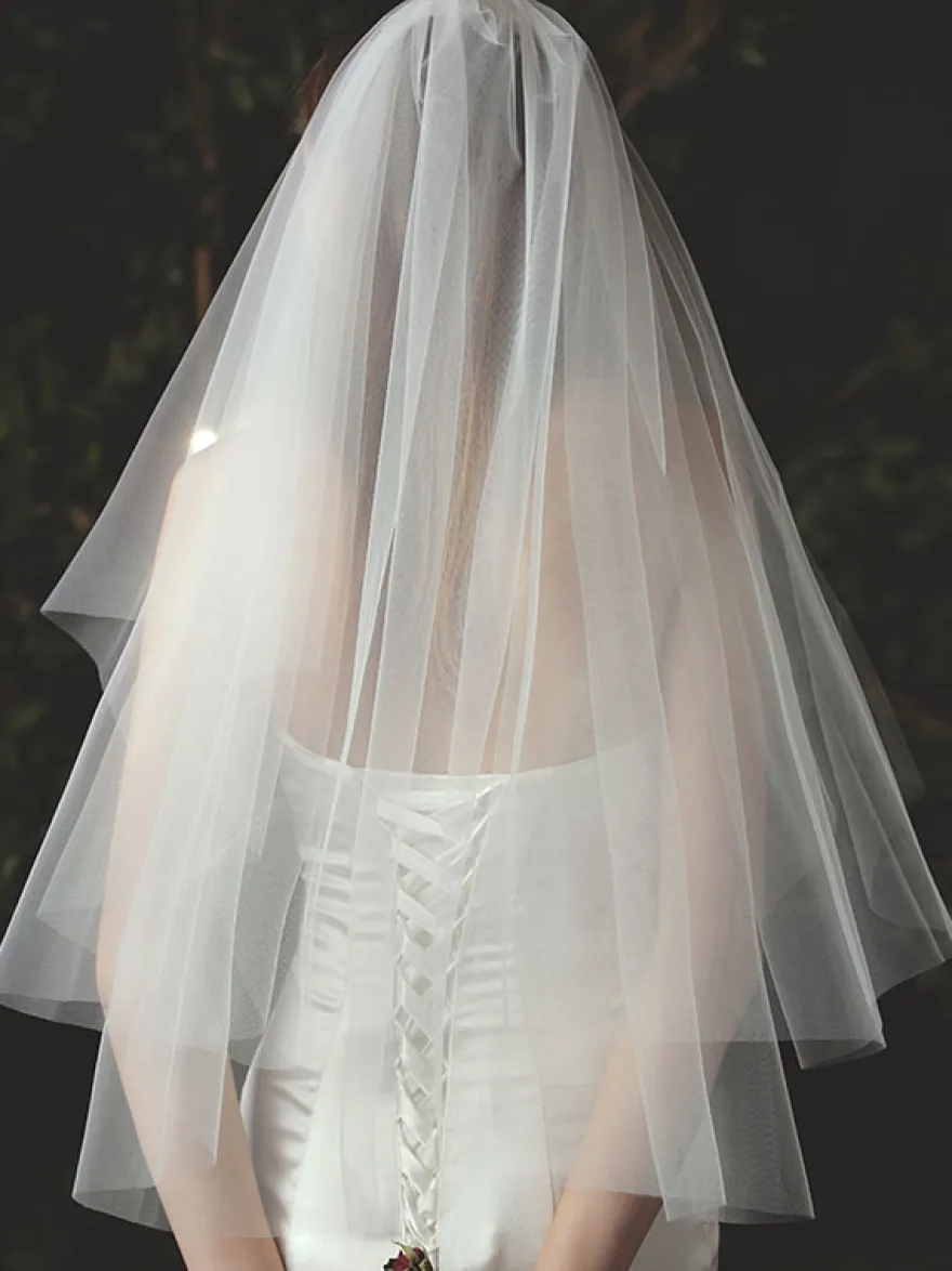Voiles de mariage Voiles de mariée classiques en tulle à deux niveaux