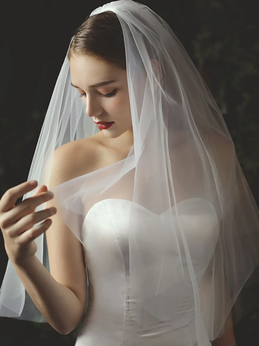 Voiles de mariage Voiles de mariée classiques en tulle à deux niveaux