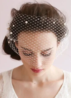 Voiles de mariée Birdcage voile Tulle perle Decor de mariage