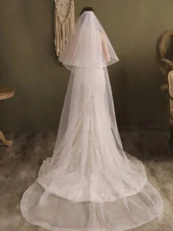 Voiles de mariée cascade Voiles de mariée en tulle à deux niveaux