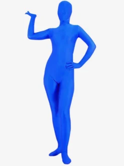 Vêtement de zentai bleu en lycra spandex enveloppé Déguisements Halloween