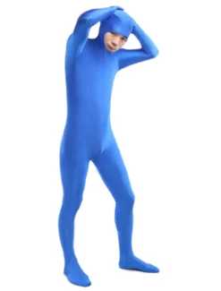 Vêtement de zentai bleu unicolore de face ouverte Déguisements Halloween