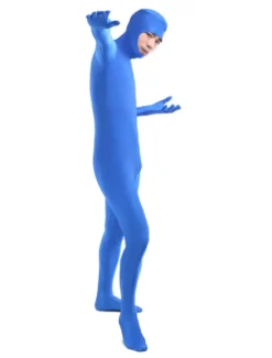 Vêtement de zentai bleu unicolore de face ouverte Déguisements Halloween