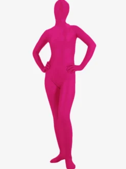 Vêtement de zentai rose en lycra spandex enveloppé Déguisements Halloween