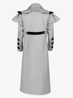Vêtements de banquet de palais médiéval gris coupe-vent long avec fente à fermeture éclair vêtements de performance sur scène