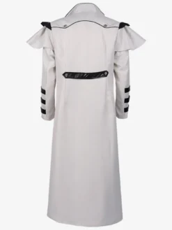 Vêtements de banquet de palais médiéval blanc coupe-vent long avec fente à fermeture éclair vêtements de performance sur scène