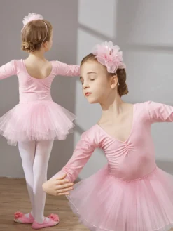 Vêtements de danse pour filles tutu à manches longues vêtements d'entraînement vêtements de performance de danse