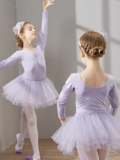Vêtements de danse pour filles tutu à manches longues vêtements d'entraînement vêtements de performance de danse